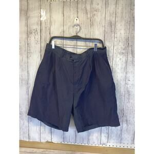 Brandini Pleated Chino Shorts Men’s 38 Slate Navy Blue Casual Nylon Blend